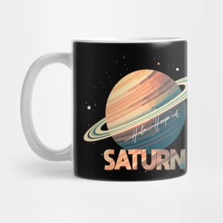 Saturn Planet Logo, Space Cosmos Solar System Art Mug